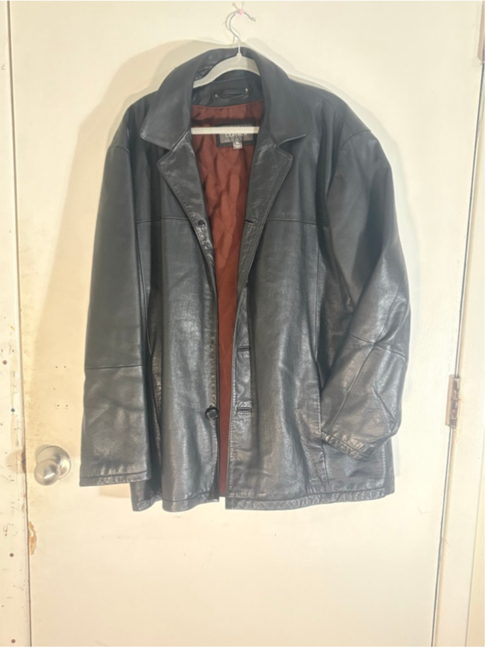 Wilson’s Leather Black Leather Jacket XL Men’s Classic Button Front Coat XL - Picture 2 of 6